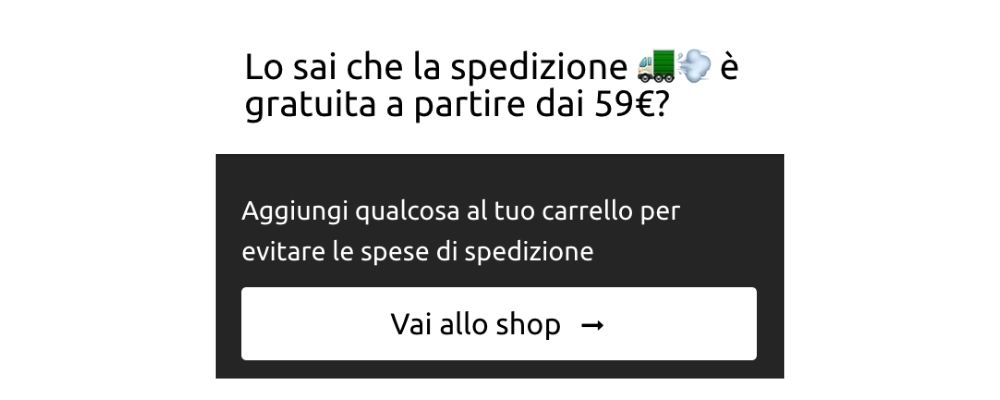 Pop up al checkout con informazioni spedizione